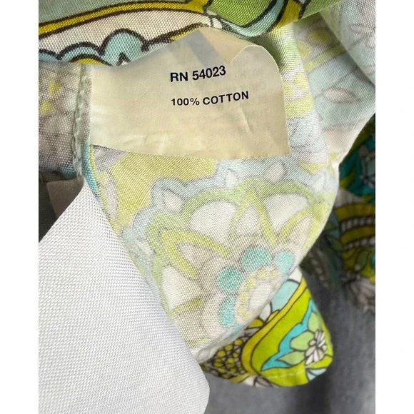 Gap Psychedelic Retro Button Down Green Blue Paisley Floral Cotton Women XS - Picture 3 of 9